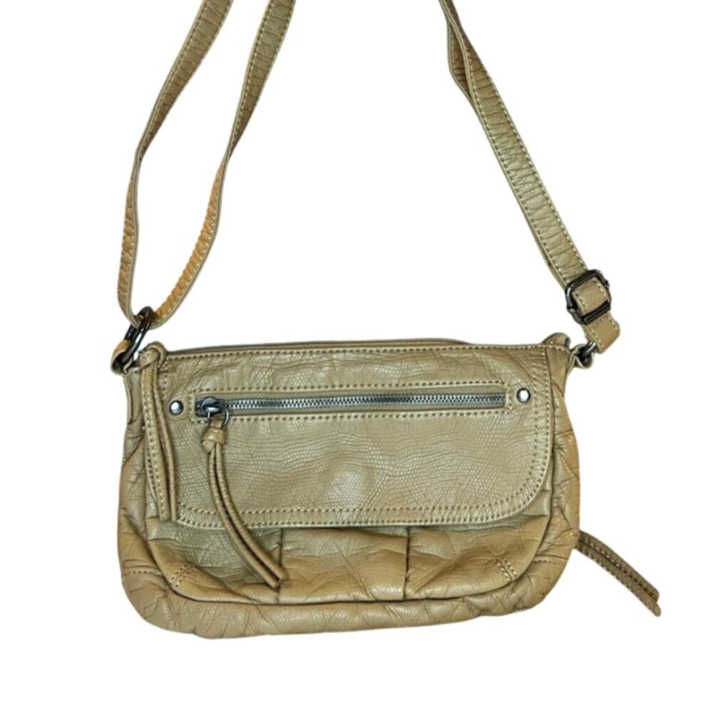 Bueno Khaki Tan Leather Crossbody Euro Summer Travel Chic Capsule Coastal Bag